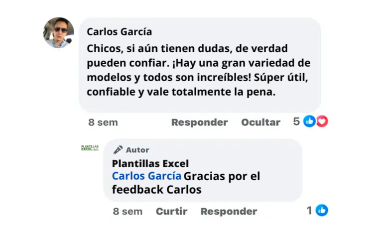 Reseña real de cliente 2 sobre la Biblioteca Excel Pro 15K