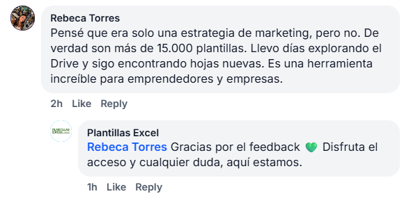 Reseña real de cliente 4 sobre la Biblioteca Excel Pro 15K