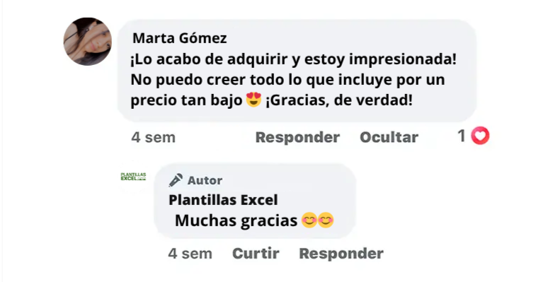Reseña real de cliente 1 sobre la Biblioteca Excel Pro 15K